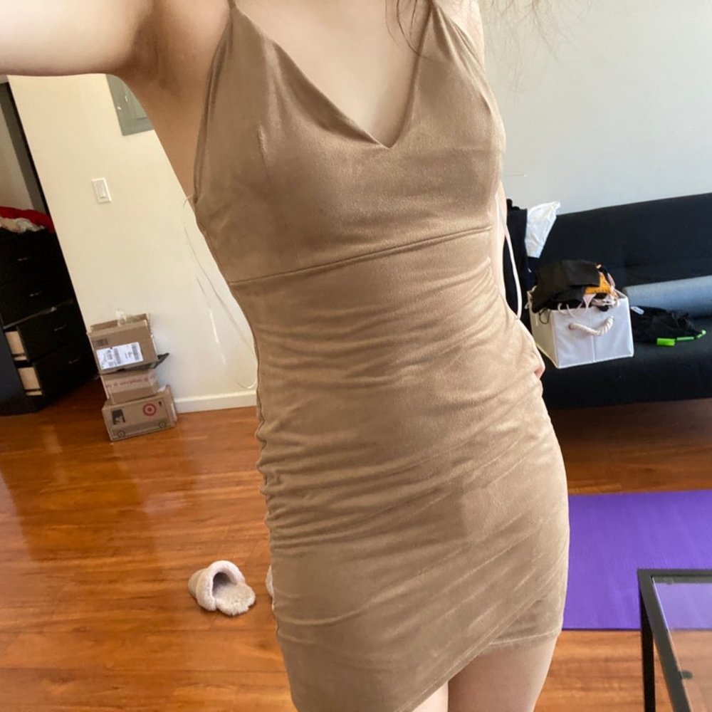 Tan Suede Mini Dress